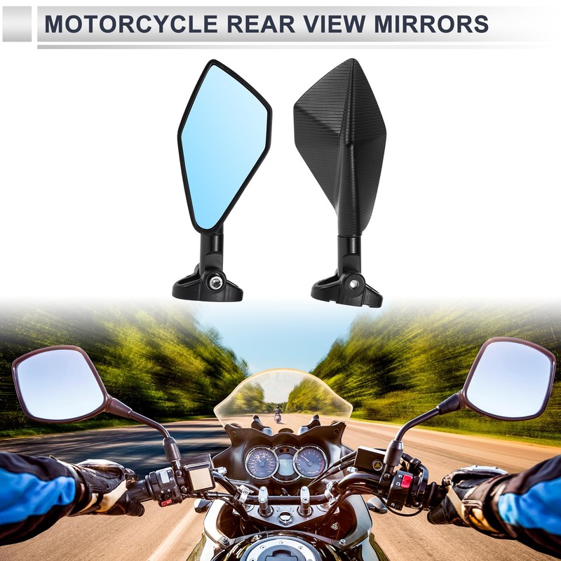 RATCHROLL 1 Set Universal Motorcycle Rear View Mirrors Adjustable Bar