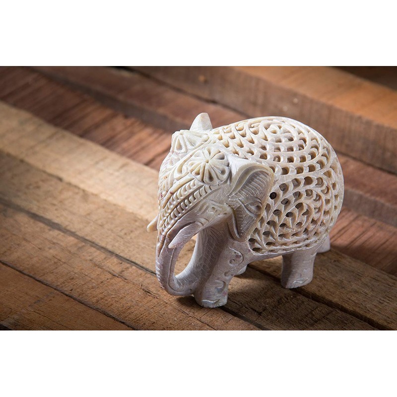 StarZebra - Nested White Elephant Figurines Handmade in Jali or