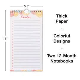 Perpetual Calendar: Spiral Organizer for Birthdays, Anniversaries, Important Dates and Monthly Remembrances. Wall Hanging Notebook Journal (Pack of 2)