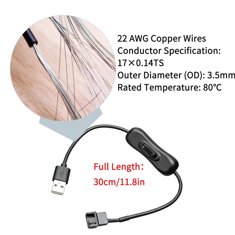2Pack 5V USB to 3-Pin / 4-Pin PC Fan Power