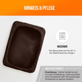 SCHLITZOHR Replacement Cover Window Sill Lounger Teddy | 51 x 36 cm | Fits Most Window Boards (Brown)