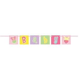 Unique Party 61732 - Pink Polka Dot Baby Shower Bunting Banner