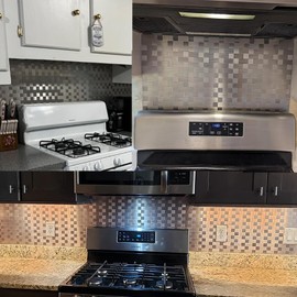 Yipscazo 20-Sheets Stainless Steel Peel and Stick Backsplash for Kitchen, 12''x12'' Stick on Backsplash Metal Smart Tiles for Bathroom and Laundry Walls