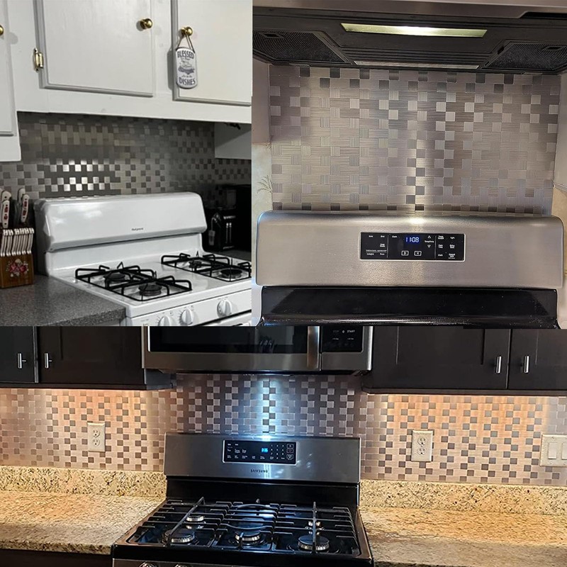 Yipscazo 20-Sheets Stainless Steel Peel and Stick Backsplash for Kitchen,