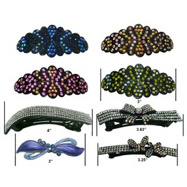 Set of 8, 8 Count, Crystal Barrettes Combo 5 Styles French Clip for Women Girls NM2BFYY012-4001b-8