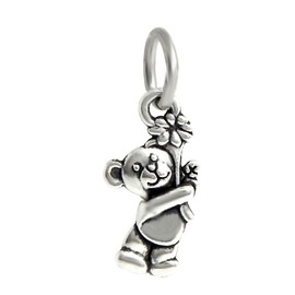 Dangle Teddy Bear with Flower Charm Bead for Charms Bracelets