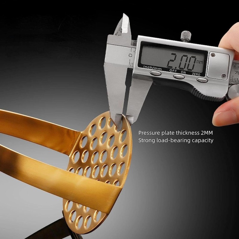 Golden Potato Masher Stainless Steel Heavy Duty Ergonomic Handle for
