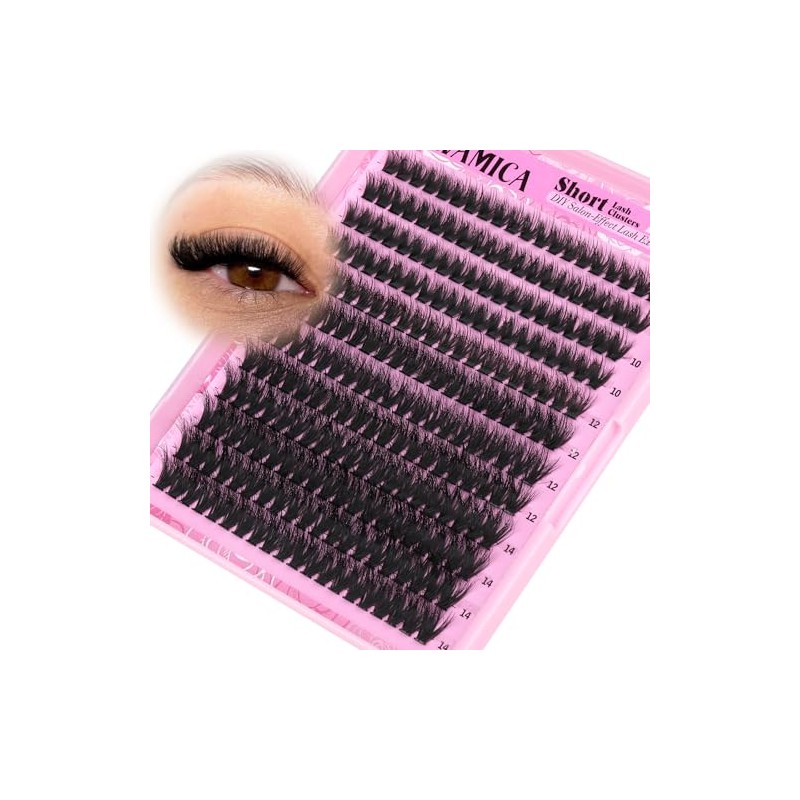 Yawamica Fluffy Lash Clusters 10-14mm Short Eyelash Clusters Thick 200D