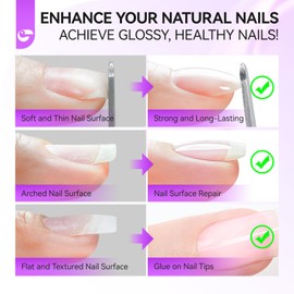 Nail Repair Glue and Strengthener for Damaged Nails: Gelike EC 6 in 1 Strong and Quick Dry for Natural and False Nails - Long Lasting and Easy for Salon and Beginners Daily Care