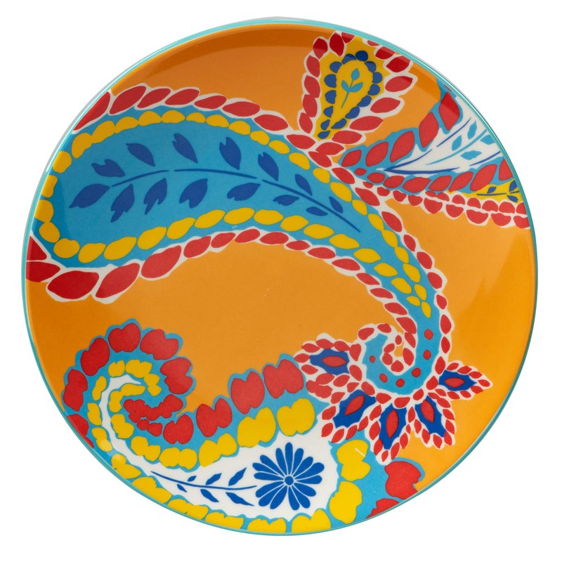 Damask Floral 8.5" Porcelain Salad & Dessert Plates, Set of
