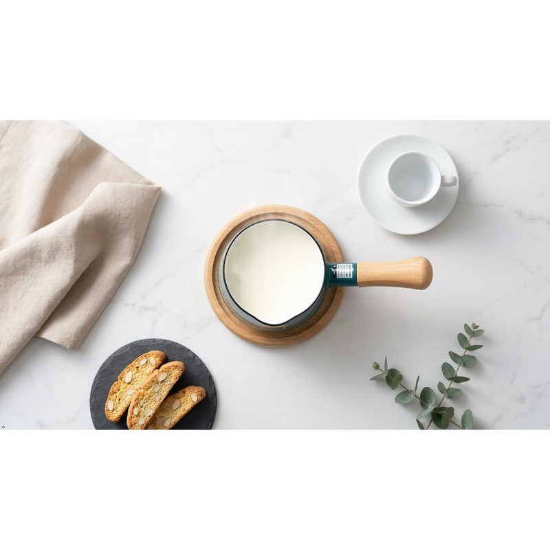 Fuji Enamel Paint Finish Milk Pan Smoke Blue 12cm Solid