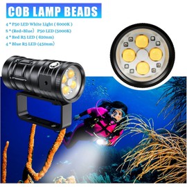 Genwiss Dive Light for Underwater Photography, 5500Lumens Super Bright Diving Flashlight, 100M Waterproof Underwater Video Light with Type-C Charging, Professional for Underwater Lighting