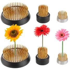 HOZEON 6 PCS 3 Sizes Floral Arrangement Pin Holder, Round Flower Arranger Holder Pin Frog, Flower Frog Pin Holder Japanese Flower Holder for Flower Arrangement, Plant Fixation, 0.91”, 1.02”, 2.36”