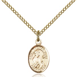 Bonyak Jewelry Saint Medal Collection Gold Filled St. Thomas More Pendant 1/2 x 1/4 inches with Gold Filled Lite Curb Chain
