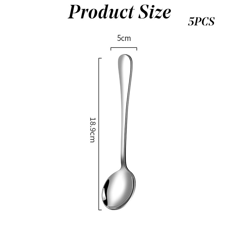5-Piece Stainless Steel Soup Spoon Set - Versatile for Dining,
