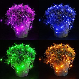 CYLAPEX 16 Pack Multicolor Fairy Lights, Battery Operated String Lights Micro LED Starry String Lights on 3.3ft/1m Silvery Copper Wire for Christmas Decoration Costume Wedding Party Decor