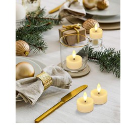 HOME MOST 24-Pack Flameless Tea Lights Candles Flickering Flame (White Body, Warm White Glow) - LED Flickering Flameless Tea Lights Candles Battery Operated – LED Tea Candle Lights Decorations Home