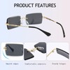 XDGBGFN 2 Pairs Retro Rectangle Frameless Sunglasses 90s Style Glasses
