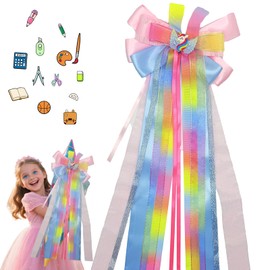 DONGZQAN School Cone Bow, Sugar Bags Bow, 60 x 20 cm, School Cone Bow, Girls Decoration, Sugar Bags Bow, Light Purple Craft Set, School Cone Bow (Unicorn)