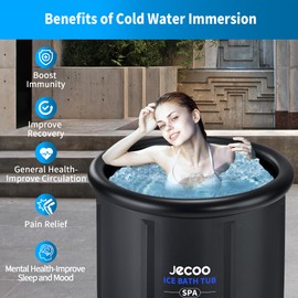 Jecoo Cold Plunge Tub XL 116 Gallons Ice Bath Tub, Multiple Layered Portable Ice Bath Plunge with Lid, Suitable for Outdoor Gardens Indoor Gyms Arena Cold Water Therapy Training Athletes Recovery