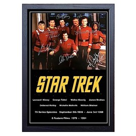 Star Trek Original Series Cast Signed/Autographed Print William Shatner Leonard Nimoy ete etc (A4 Framed 34cm x 24 cm)