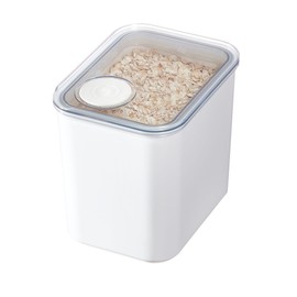 iDesign Recycled Plastic Medium Dry Goods Kitchen Canister with Airtight Lid – 6.34" L x 4.79” W x 5.87” H, White