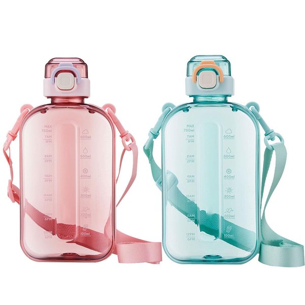 ZOYDP 2 Pcs Flat Water Bottle, 750ml Handbag Water Bottle