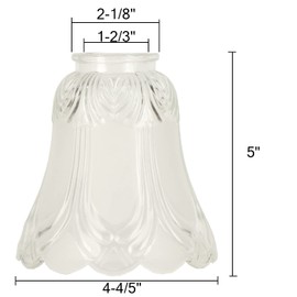 YELOKIE Set of 4 Premium Clear & Frosted Ceiling Fans Light Covers Glass Shade, Transitional Style Replacement Glass Shade with Standard 2-1/8" Fitter Size, 4-4/5" high x 5" Diameter