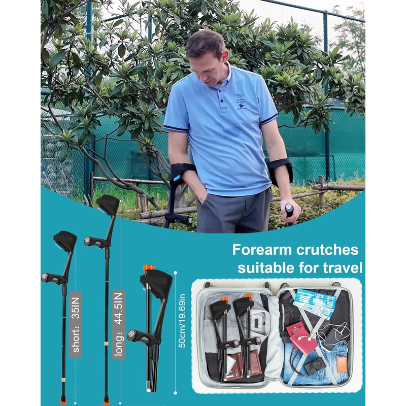 Antdvao Forearm Crutches Pair - Folding, Lightweight, Adjustable for Walking