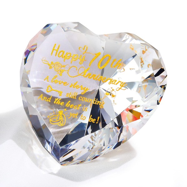 10th Wedding Anniversary Romantic Gifts for Couple, Heart Crystal Keepsake