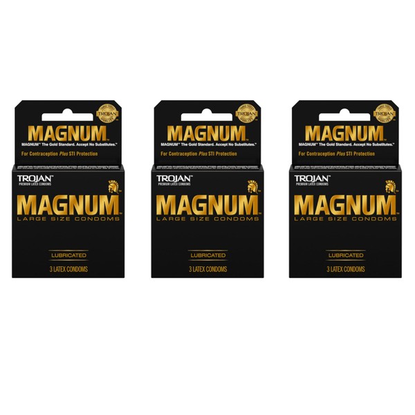 Trojan Magnum Lubricated Premium Latex Condoms 3 ct