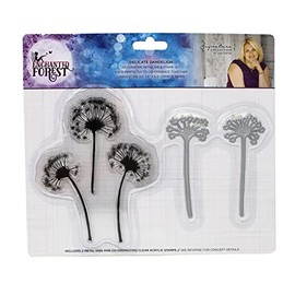 Sara Signature Collection Sara Signature - Enchanted Forest - Die & Stamp - Delicate Dandelion Stamp and Metal Die Set, Clear/Silver