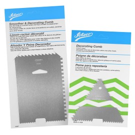 Ateco 1446 - 3 Sided Decorating Comb and 1447- 4 Sided Decorating Comb & Icing Smoother, 2 Pc Set,Silver
