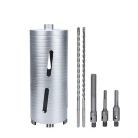 4-1/3 inch Diamond Dry Core Drill Bit, 10" Drilling Depth, 5/8"-11 Thread Core Drill Bit for Concrete Masonry Brick Block, Includes 3 Adapters SDS Plus, SDS Max and Hex (4-1/3 inch)