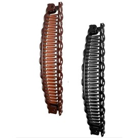 2Pcs Black and Brown Tort Banana Clips Fish Clips Vintage Clincher Combs Tool for Thick Curly Long Banana Hair Comb Fish Grip Slide Hair Clips Claws Set for Women, Hair Clips,Hair Accessories