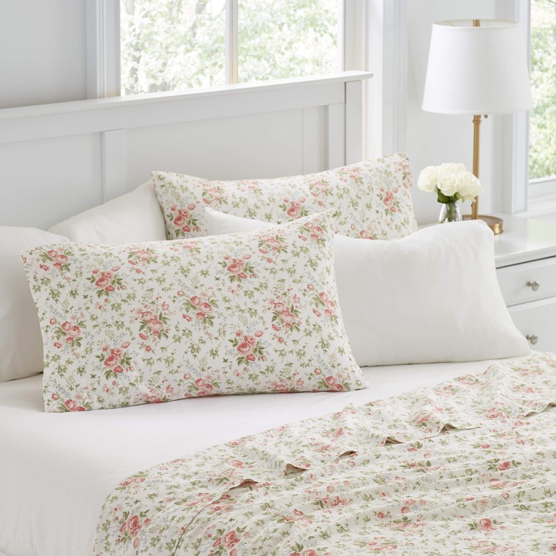 Laura Ashley - King Quilt Set, Reversible Cotton Bedding with