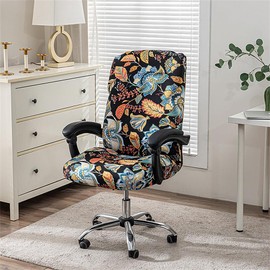 BSYMDH Printed Computer Chair Slipcover Stretch Office Chair Covers Durable Zipper Stretch Computer Desk Chair Cover Gaming Chair Covers Universal Desk Rotating Chair Slipcovers,14