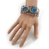 Avalaya Vintage Inspired Blue Semiprecious Stone Wire Cuff Bracelet/Bangle -