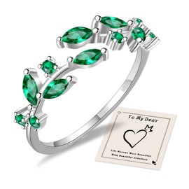 HEEYA Ring Sterling Silver 925 Rings for Women Leaf Branch Ring with 5A Cubic Zirconia Open Adjustable Finger Ring Hypoallergenic Thumb Rings Unisex Jewellery with Gift Box