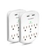 2 Pack 6-Outlet Wall Surge Protector, Multi Plug Outlet Extender,