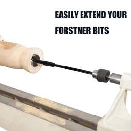 10 Inch Forstner Bit Extension for 3/8" Round Shank Black Hole Saw Drill Chuck Extension Adding 8-3/4 inches Drilling Depth to Forstner Bit for Wood Turners Furniture Carpentry and Construction