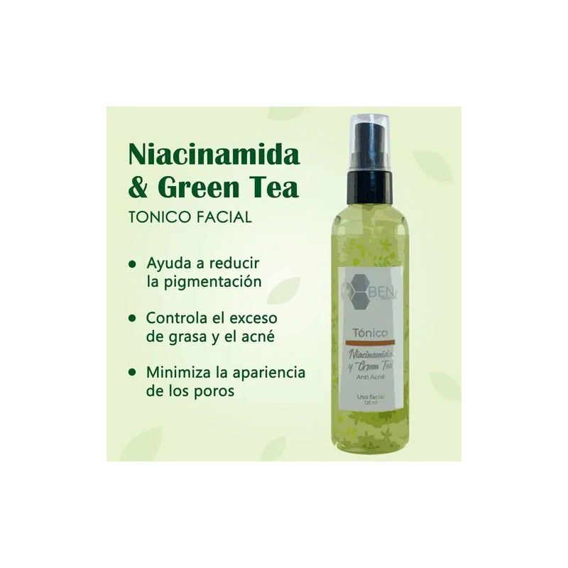Tónico Facial Bena Niacinamida y Té Verde 125ml Antiacné e
