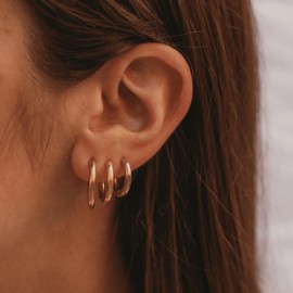 Hey Harper Hoop Earrings For Women Trendy - Lightweight Waterproof & Sweatproof Jewerly - Gift for Women - Stainless Steel Earrings with 14k Golden Color PVD Coating