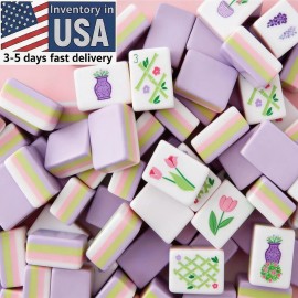 Mahjong Sets 4-layer OMM Modern American Mahjong Acrylic Tiles Set 160pcs Diversified Multiple Colors Colorful CertificatedColor: Light Purple