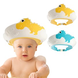 FUNUPUP 2 Pack Baby Shower Cap for Kids, Adjustable Toddler Hair Washing Bathing Cap Shield Baby Shower Visor Shampoo Cap Protect Baby Eyes (Dinosaur)