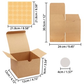 Belle Vous Cardboard Gift Boxes Brown (Pack of 20) – Boxes 12 x 12 x 9 cm Cardboard Boxes with Lid – Kraft Paper Gift Box to Assemble Yourself for Gifts, Wedding, Party, Christmas
