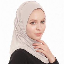 Hijab Women's Muslim Headscarf - Instant Headscarf - Ready To Wear Scarf - One Piece Amira Hijab Scarf - Headscarves for Women, lightgrey, Unit size