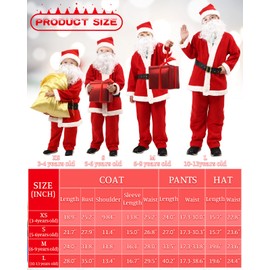SHEJIZE Kids Santa Costume Children's Santa Claus Costume for Kids Santa Suit(6-9Years) Red