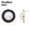 IRCOMULTI Vintage Pearl Black Enamel Earrings Large Round Pearl Stud