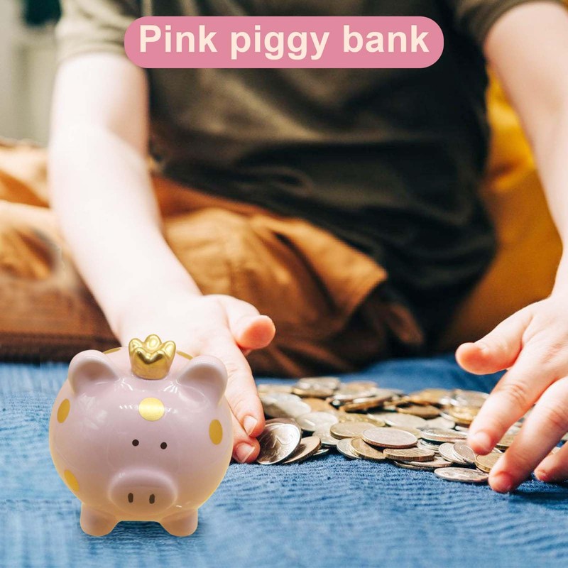 Children's Piggy Bank Lucky Pig Money Box for Girls, Ceramic